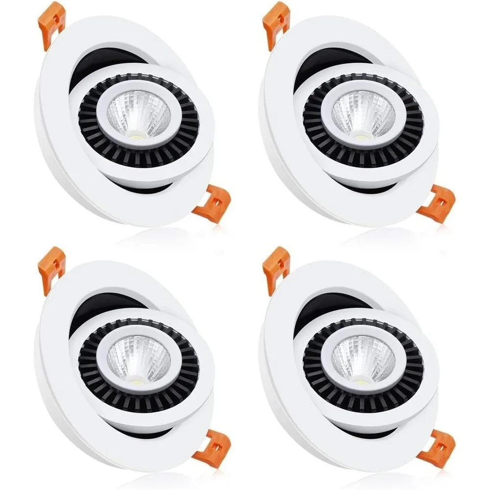 3.5 Inch Eyeball Gimbal LED Recessed Lighting Dimmable Downlight, 7W (70W Hal...